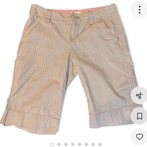 Aeropostale y2k plaid oversized shorts, tan & pink